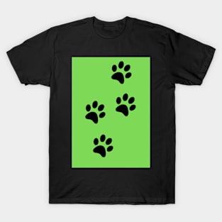 Black Pawprints on Light Green T-Shirt